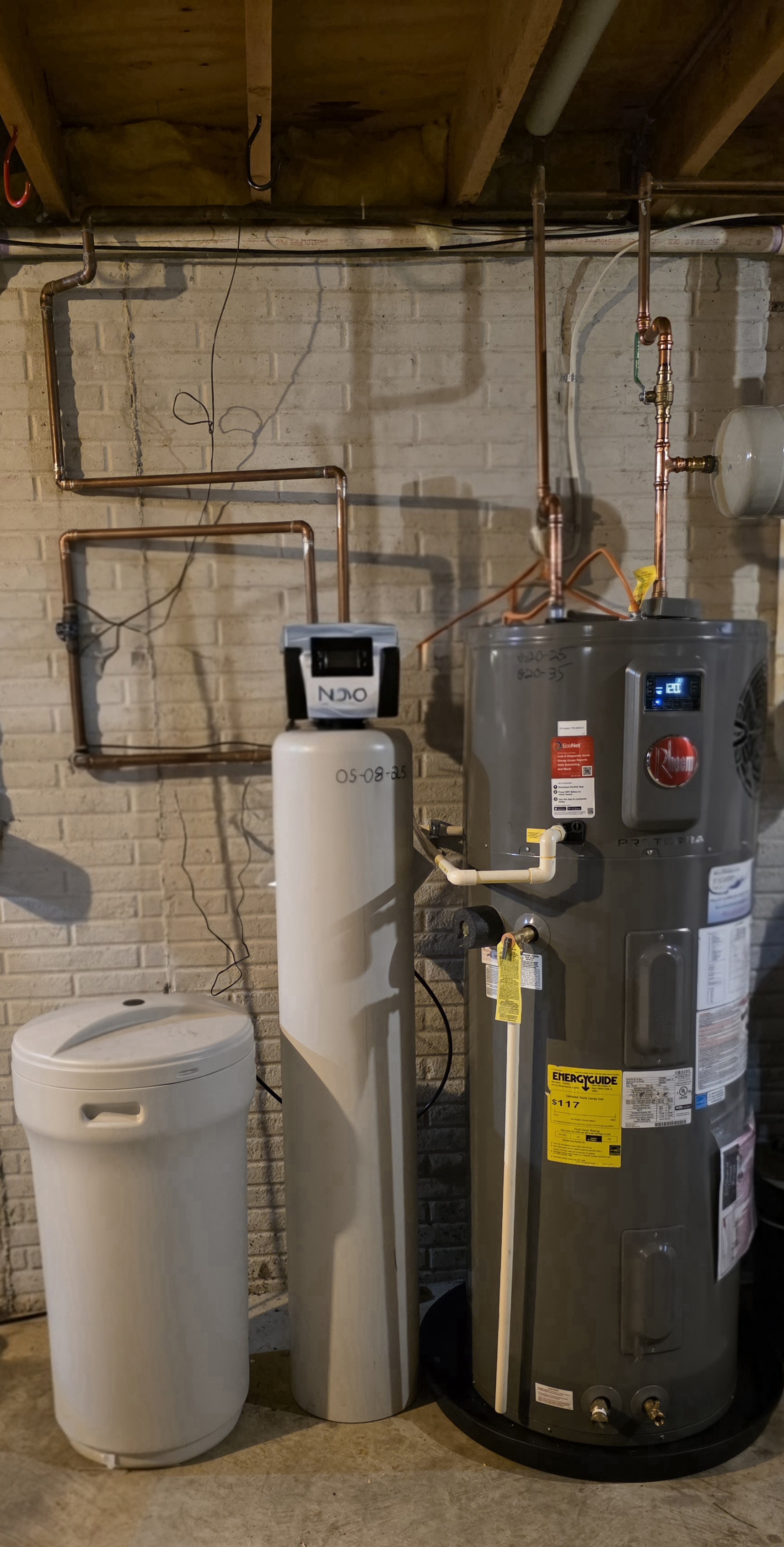 Water treatment equipment installed in a home mechanical area
